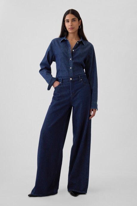 Jean Baggy Tiro Medio Mujer Rinsed