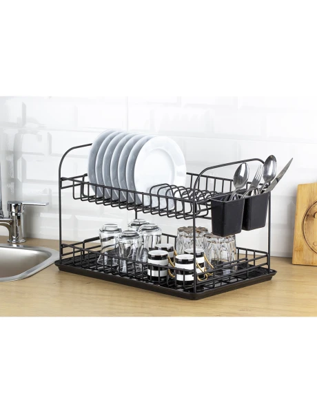 ESCURRIDOR DOBLE C/BANDEJA 47.5x31x31CM CROM NEGRO ESCURRIDOR DOBLE C/BANDEJA 47.5x31x31CM CROM NEGRO