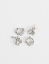 Aros Sets Premium Silver Aros Sets Bañado En Oro Blanco - Plateado