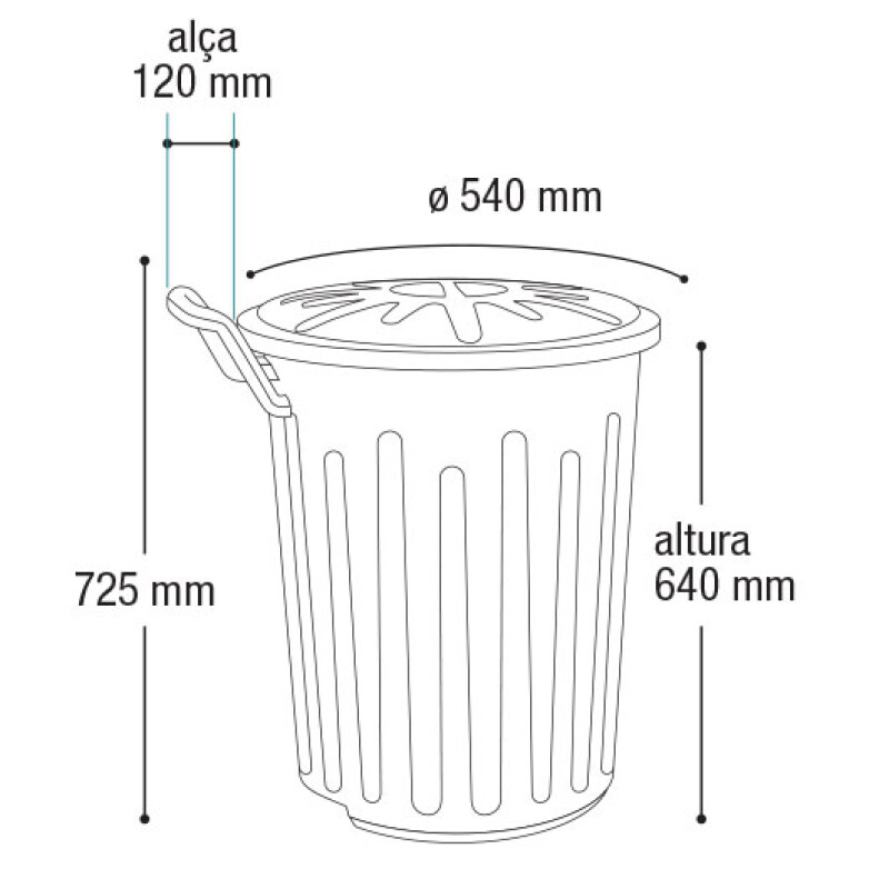 Tarro de Residuos plástico 100 lts con ruedas y Tapa NEGRO