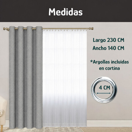 Set x2 Cortina Blackout 140x230 Cm Living Dormitorio Gris Topo