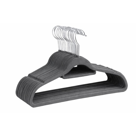 PERCHA TERCIOPELO PACK X10 GRIS