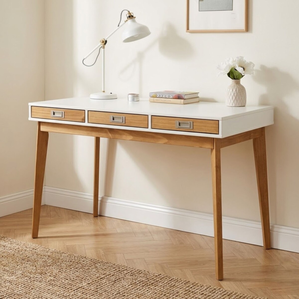 Escritorio Linea Metro - Blanco/Miel 