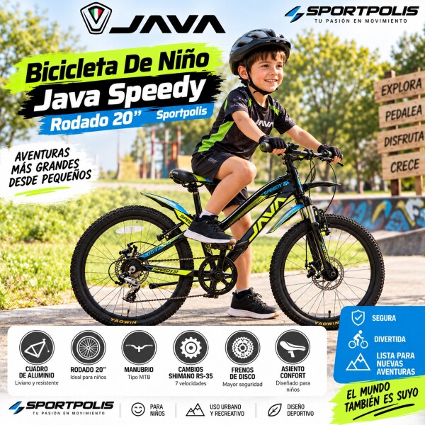 Bicicleta Para Niños Java Speedy 7v Rodado 20" BICICLETA NIÑOS JAVA SPEEDY R20 NEGRO