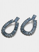 Pendientes Maxi Ovalados De Cristales azul