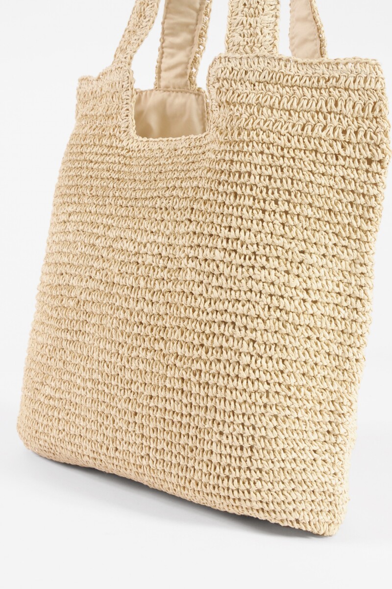 Cartera canasto geometric beige