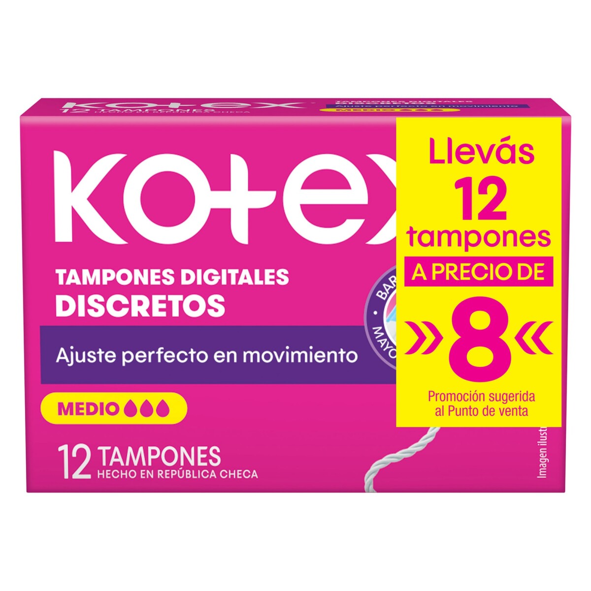 Tampones Kotex Medio 12 Unidades 