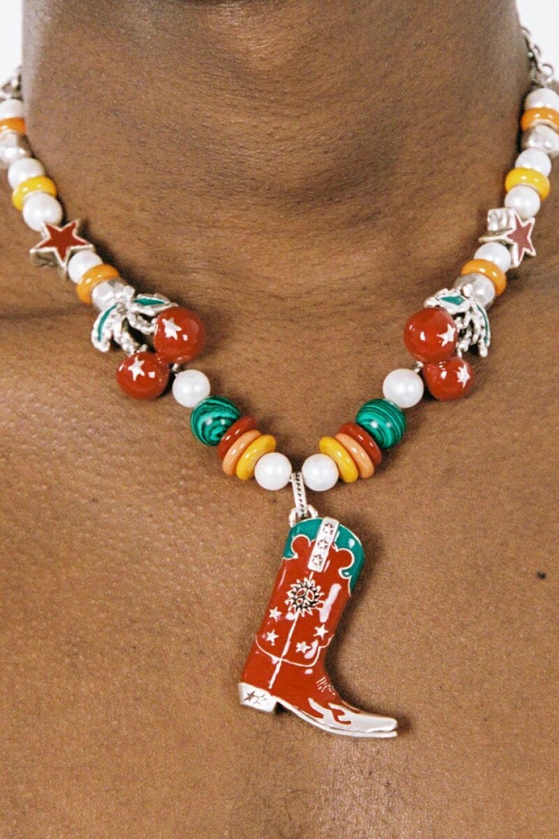 Summer Boot Necklace Plata