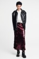 Falda midi de lentejuela Bordo