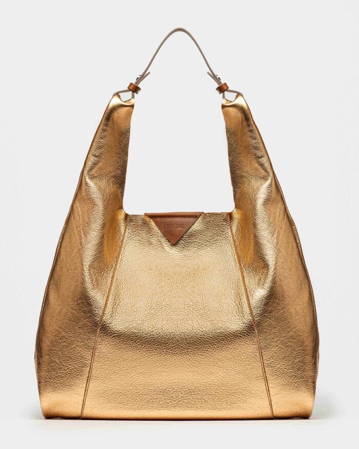 Bolso The Shopping En Cuero Graneado Metalizado Metalizado