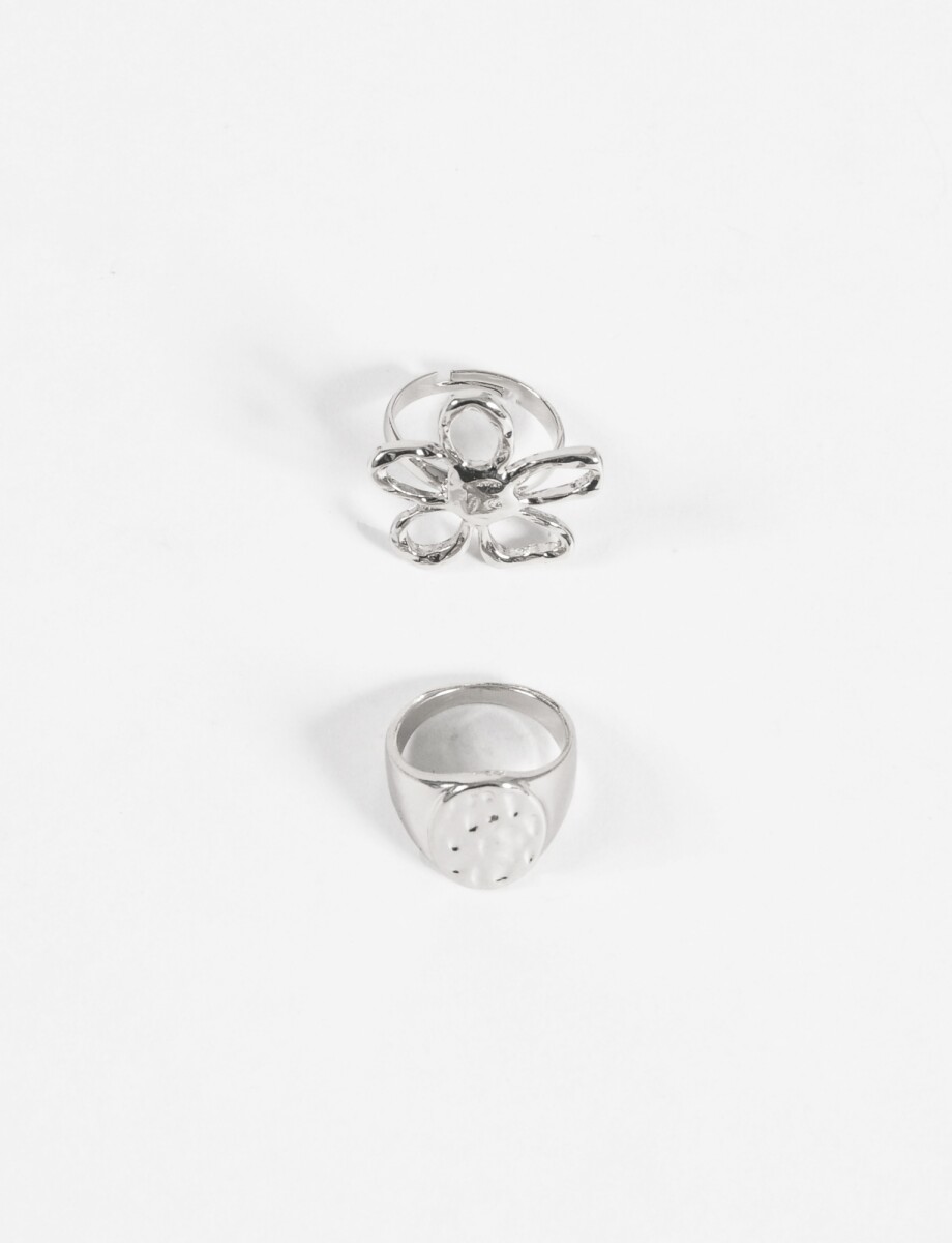 Set de anillos machacados - plateado 