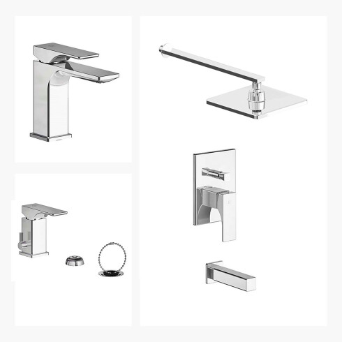 Juego De Griferia Incluye Ducha Embutida,Brazo Y Roseta.Lavatrio Bajo Y Bidet Marca Fv Linea Sauco 000