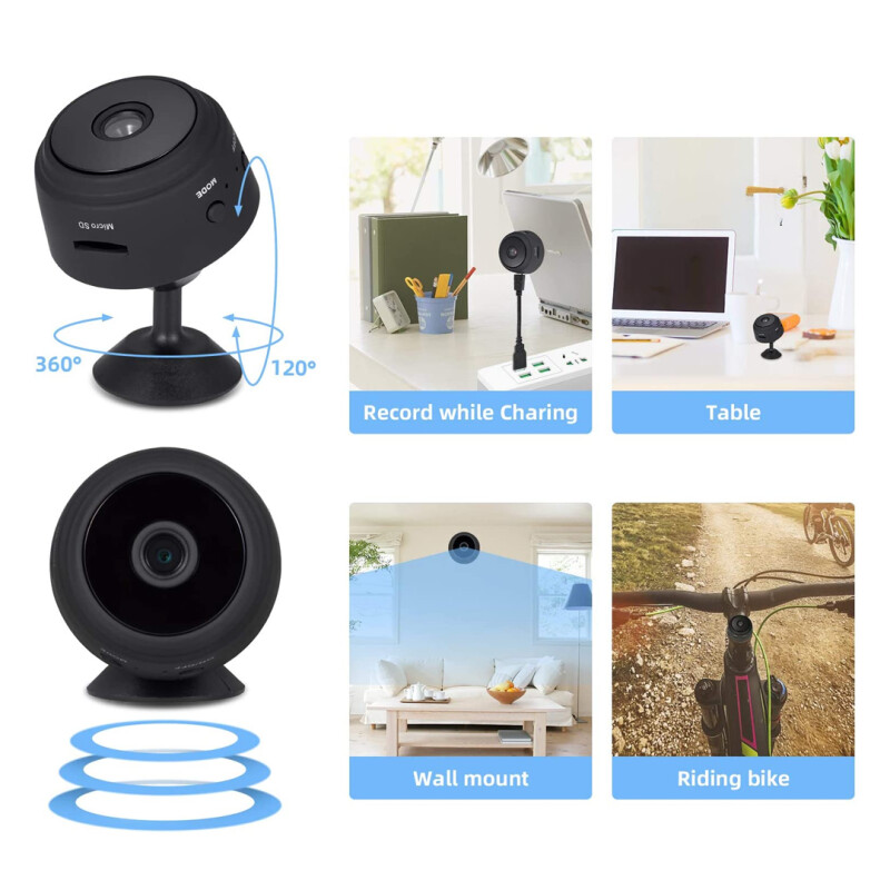 Mini CÃ¡mara EspÃ­a InalÃ¡mbrica 1080p Wifi Con VisiÃ³n Nocturna Negro