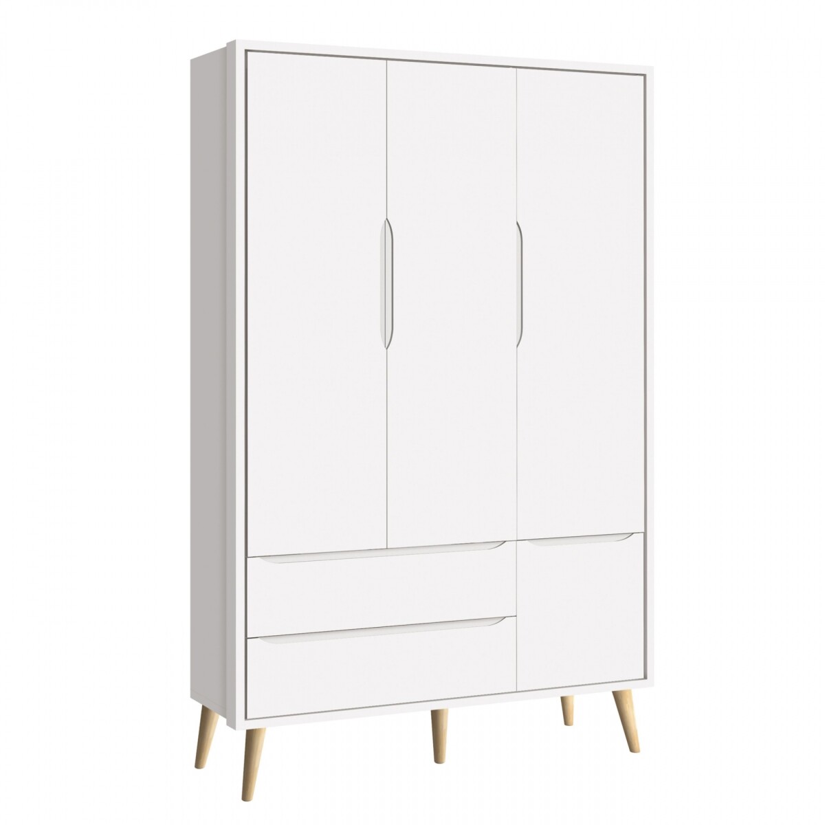 Ropero 3 puertas 2 cajones Infantil - Theo - Blanco 