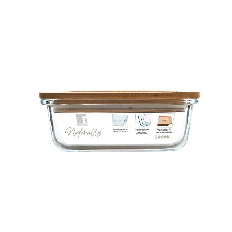 RECIPIENTE BOROSILICATO/MADERA 300ML BERGNER RECIPIENTE BOROSILICATO/MADERA 300ML BERGNER