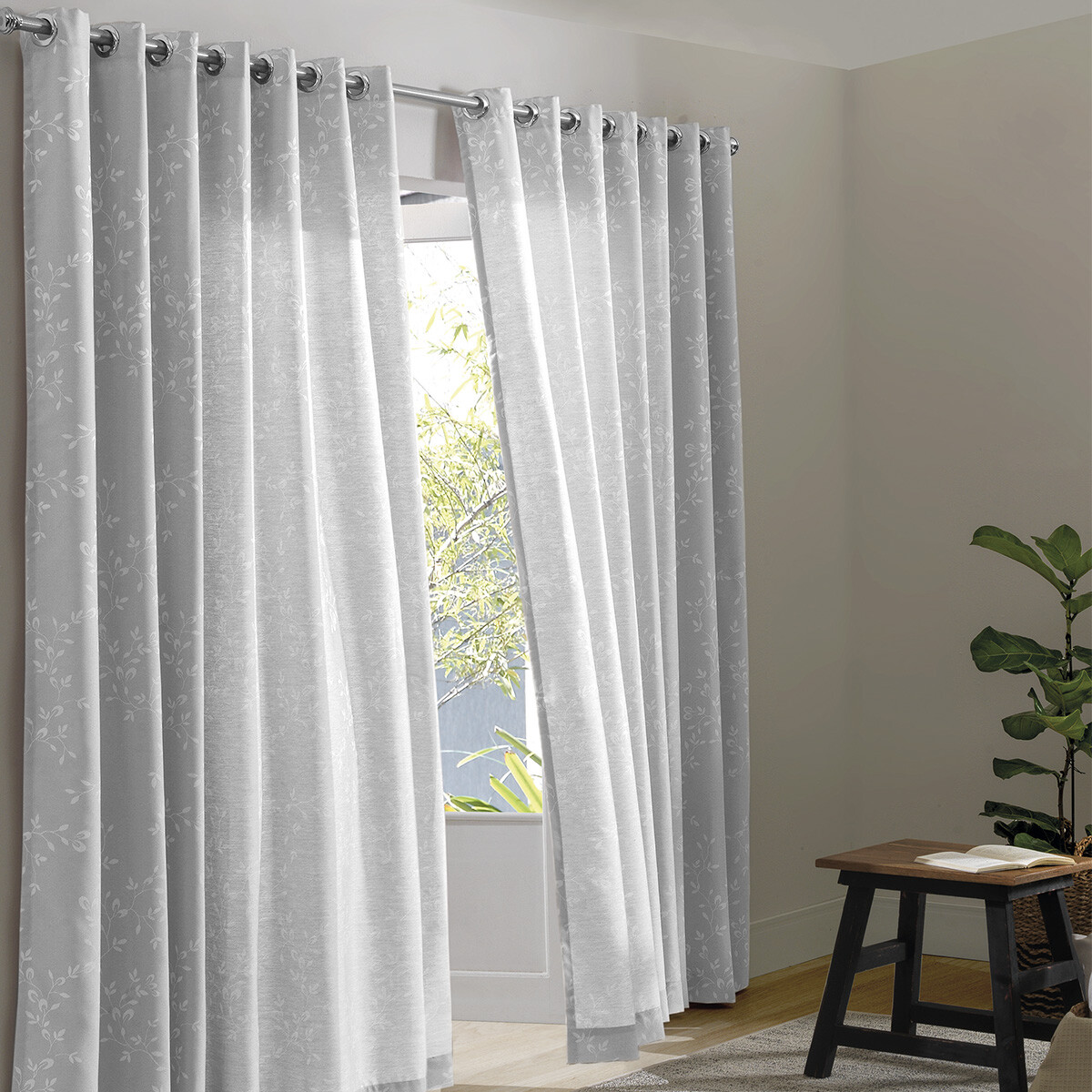 Pack x 2 Cortina Dohler Vivian 180 x 200 cm - GRIS CINZA 