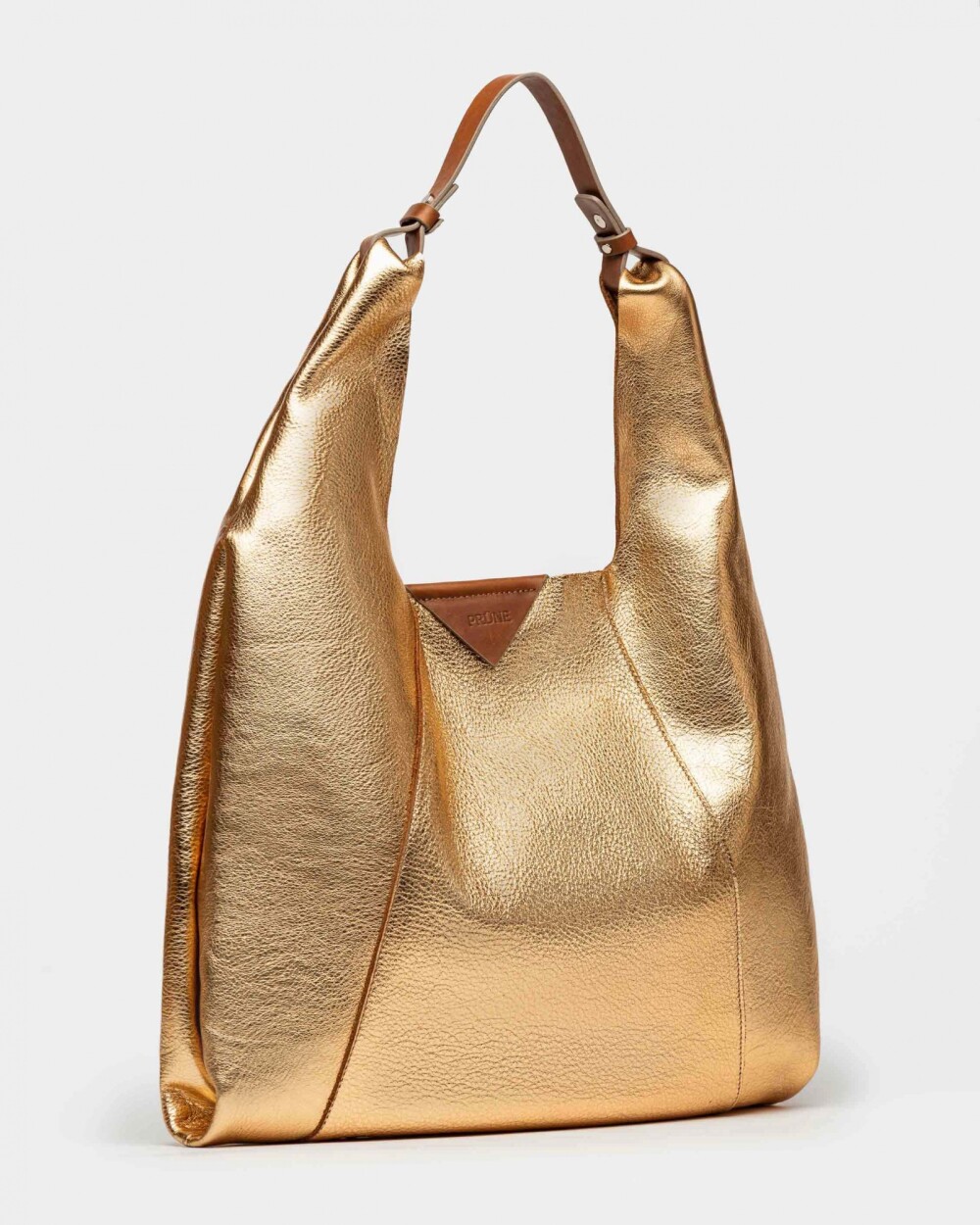 Bolso The Shopping En Cuero Graneado Metalizado Metalizado