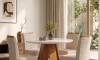 Juego De Comedor 4 Sillas Mesa Redonda - Celeste Beige / Beige