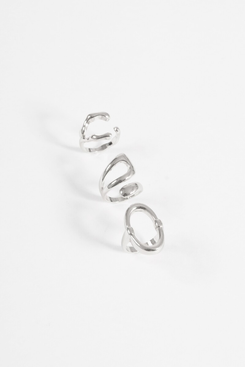 Set de 3 anillos bold plateado