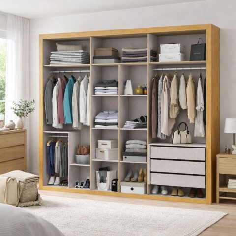 Ropero Armario Montecarlo 6 Puertas 3 Cajones Telescópicos - Marrocos / Off White Ropero Armario Montecarlo 6 Puertas 3 Cajones Telescópicos - Marrocos / Off White