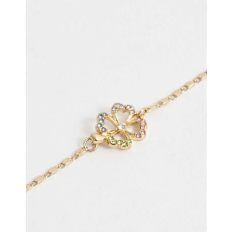 Pulsera Flexible Trébol Bañada En Oro Dorado