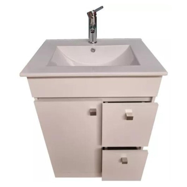 MUEBLE DE BAÑO 60 CM 2 CAJONES 1 PUERTA CON MESADA DE LOZA - BLANCO BRILLANTE MUEBLE DE BAÑO 60 CM 2 CAJONES 1 PUERTA CON MESADA DE LOZA - BLANCO BRILLANTE