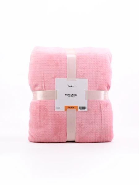 MANTA SHERPA 2 PLAZAS ROSADO