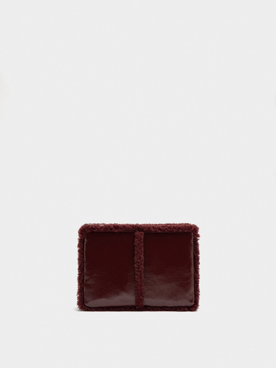 Bolso Bandolera Bordes Efecto Pelo - burdeos 