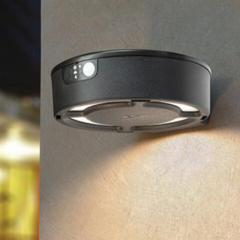 Aplique de pared solar LED negro IP55 CCT + sensor FL2020