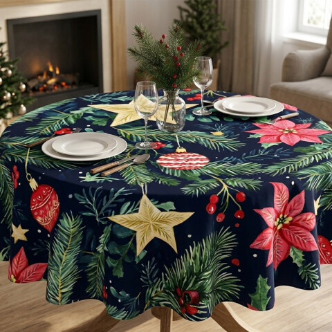 Mantel Redondo Waterproof Home Class 160 cm NAVIDAD 1408 MUERDAGO