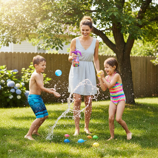 Bombitas De Agua 300 Unidades + Botella De Recarga Color Violeta