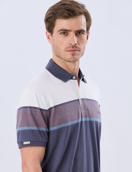 REMERA POLO RAYADA JERSEY Blanco