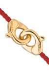PULSERA DE CUERO ROJO CON MOSQUETÓN ENTRELAZADO BAÑADA EN ORO 18K Pulsera