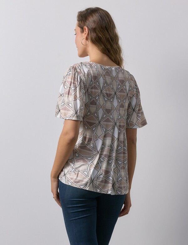 Blusa Plisada BEIGE/MULTI