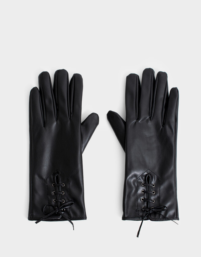 Guantes Varios Noche Guantes De Cuerina - Negro