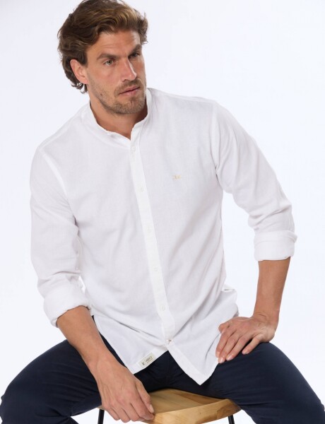 CAMISA DE LINO CUELLO MAO Blanco