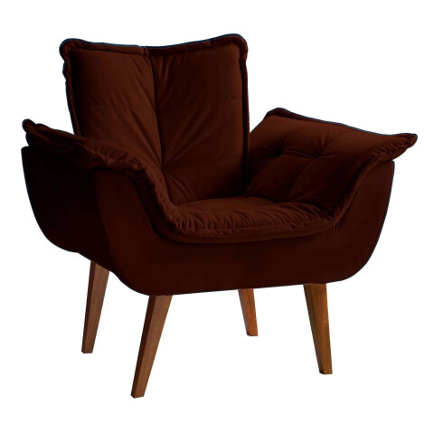 SILLON Butaca MALU Poltrona con asiento y espaldar de espuma revestido en terciopelo - Marrón SILLON Butaca MALU Poltrona con asiento y espaldar de espuma revestido en terciopelo - Marrón