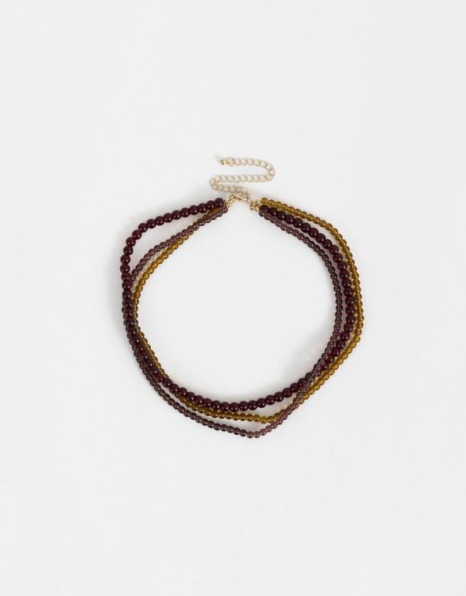 Collares Cortos Piedra Collar Triple De Mostacillas - Dorado