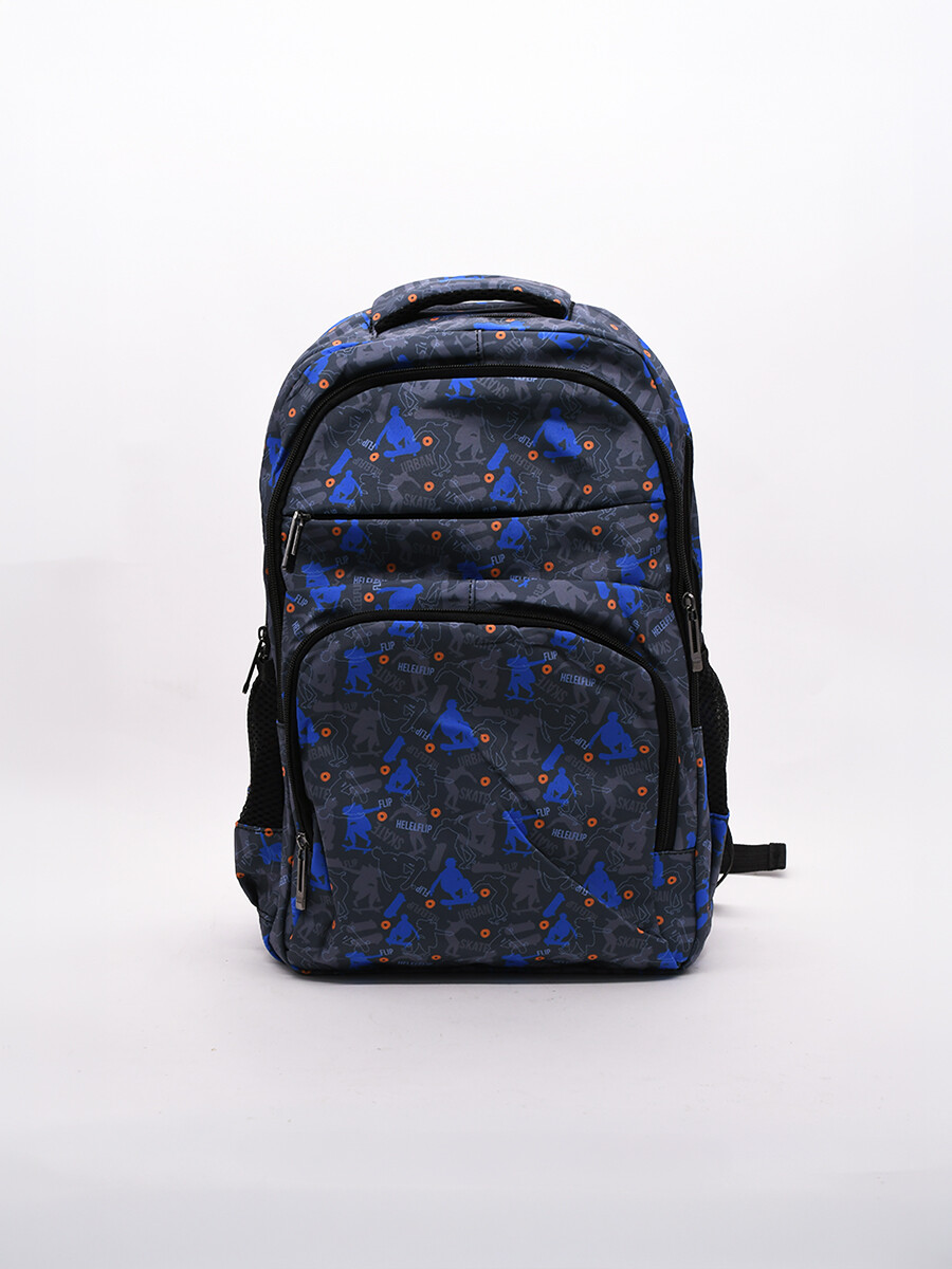 MOCHILA SKATER DOBLE CIERRE - GRIS 