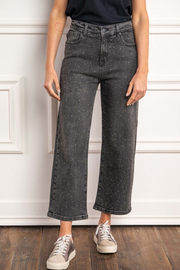 Jean Recto Apliques Negro