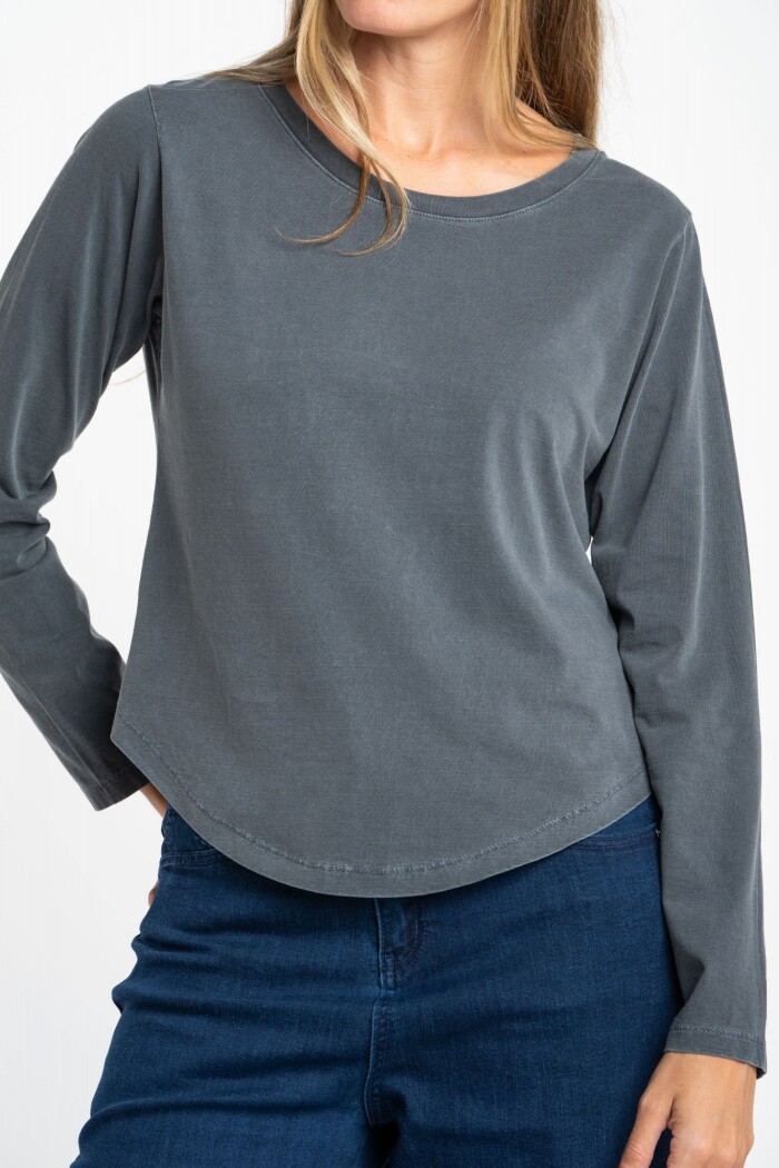 Remera Algodon Lavado Gris
