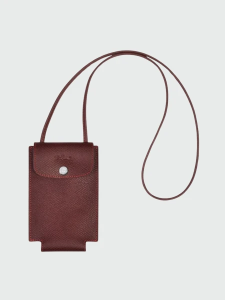 Longchamp -Tarjetero y portacelular de cuero, Le pliage Bordó