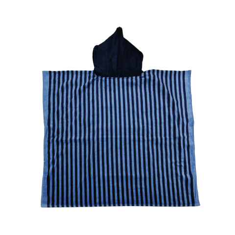 Bata Poncho Velour Estampadas 100 x 90 cm RAYAS AZUL/CELESTE