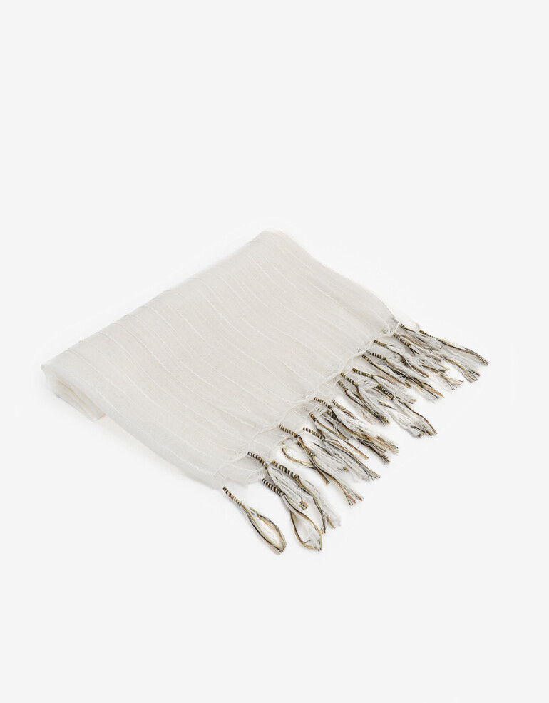 Pareos y lonas Pareo Con Flecos - Blanco Crudo
