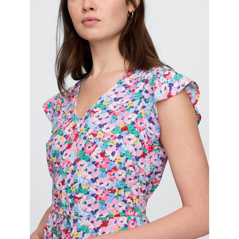 V-OPP SS TIE WAIST MINI BLUE DITSY FLORAL