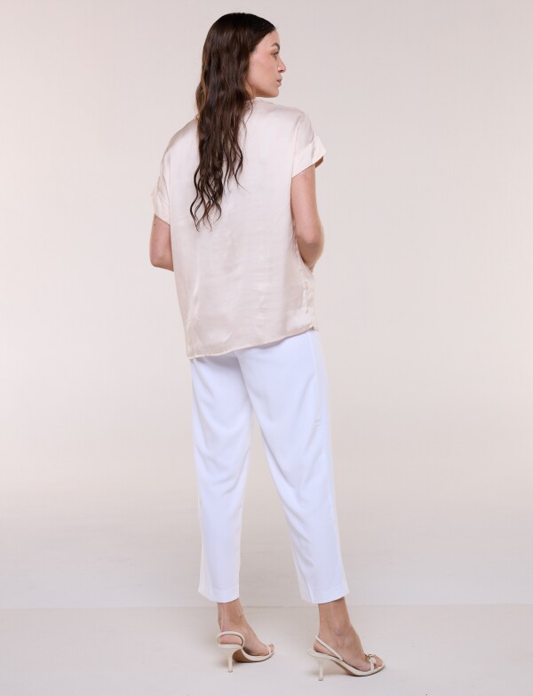 Blusa Saten Manga Corta ROSA CLARO