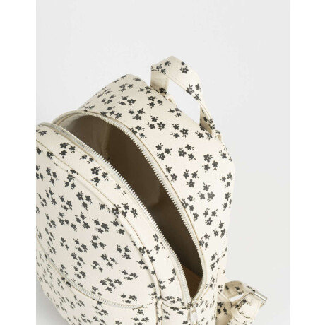 Mochila De Cuerina Con Bolsillo Estampado Flores