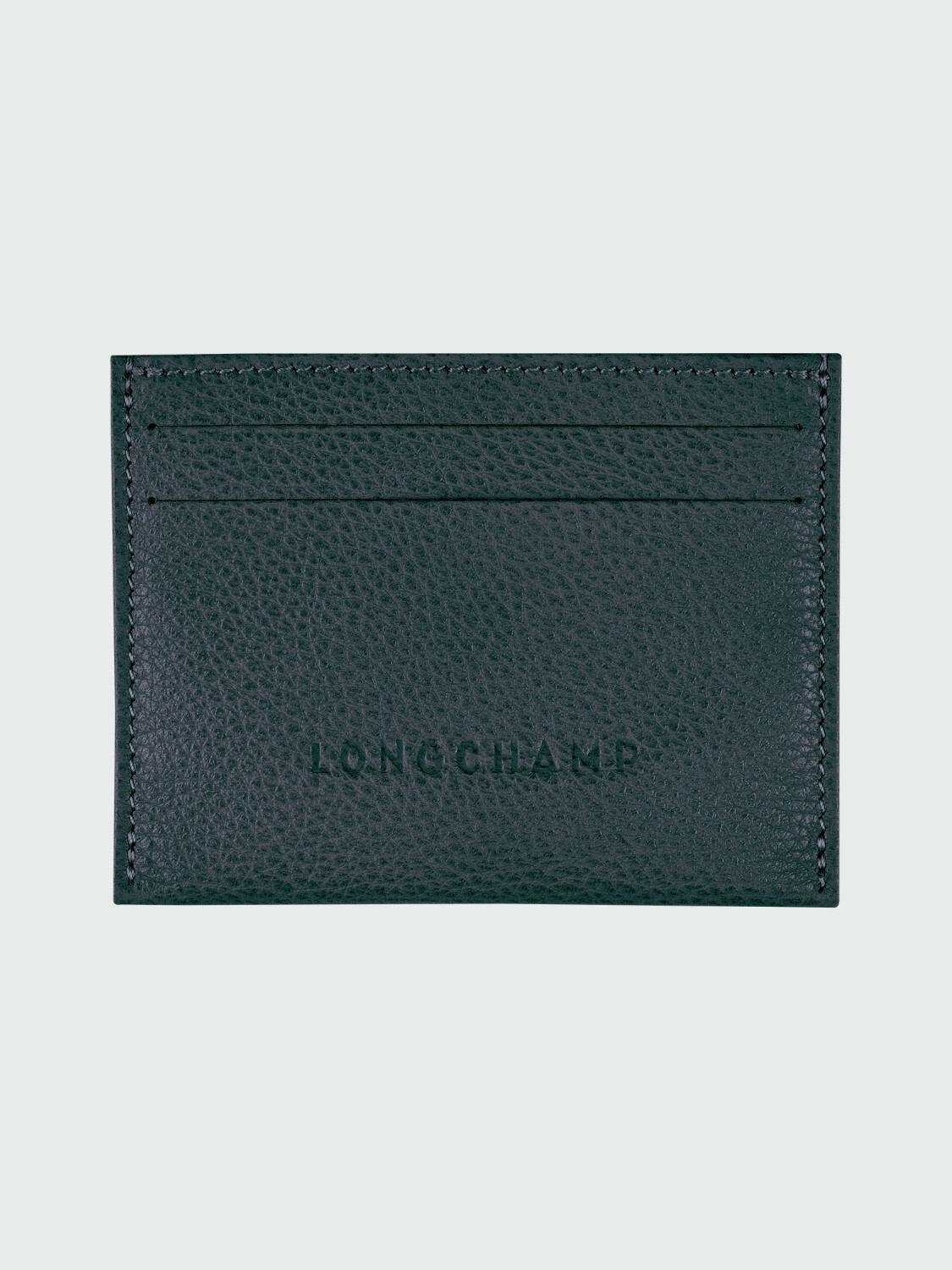 Longchamp -Tarjetero de cuero, Le Foulonné Gris