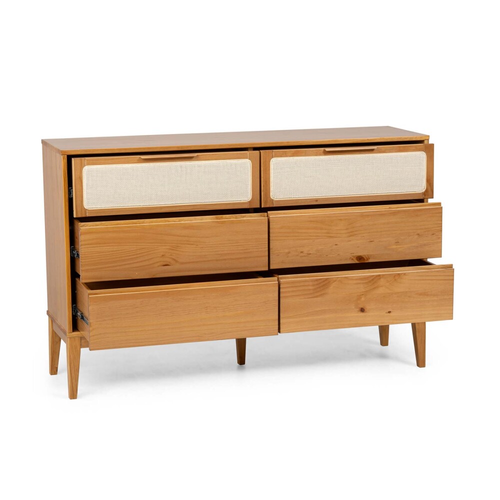 COMODA 6 CAJONES MADERA MARRON PRAGA