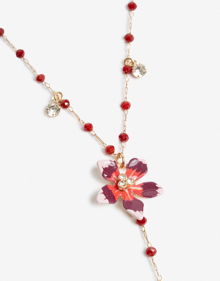 Collares Largos Color Collar En Y Con Beads Y Flor - Combinacion Multicolor